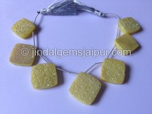 Yellow Druzy Cushion Shape Beads